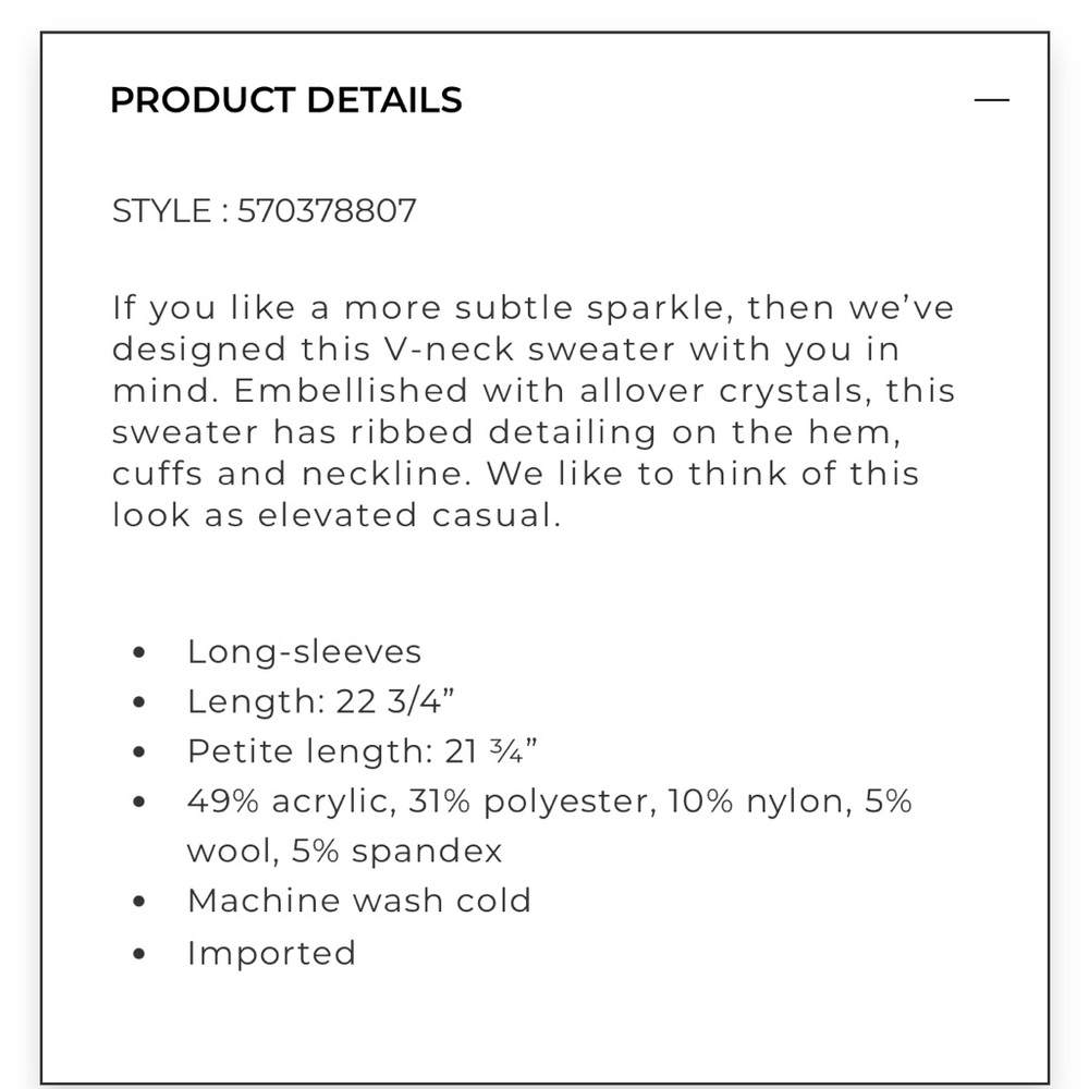 NWT WHBM embellished V neck sweater. - Picture 8 of 8